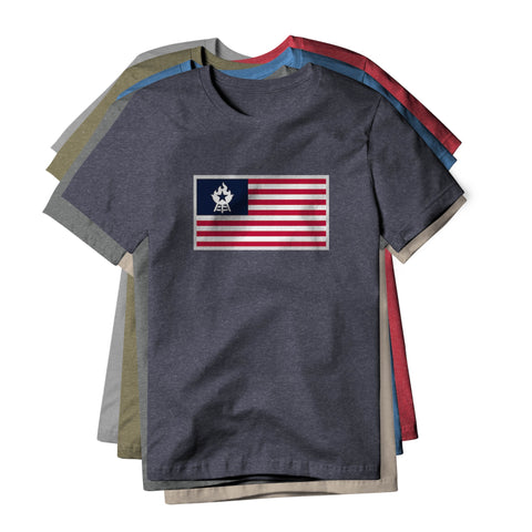 USA Flag BBQ Grilling, Cotton/Poly Blend Tee